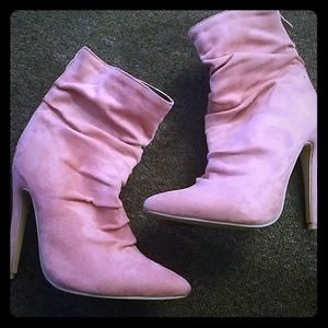 Pink stilettos booties ankle pointy heels boots